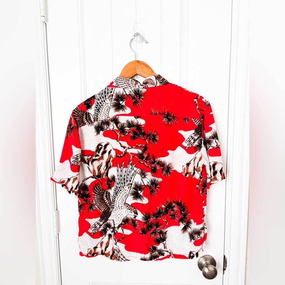 Stussy Men’s Small Button Down Falcon Print Red - Picture 2 of 2